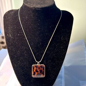 Y2K Oasis leopard print pendant and chain